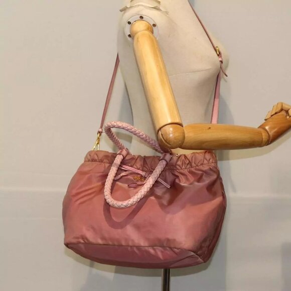 PRADA Hand Bag Nylon 2way Pink Auth - Picture 1 of 16